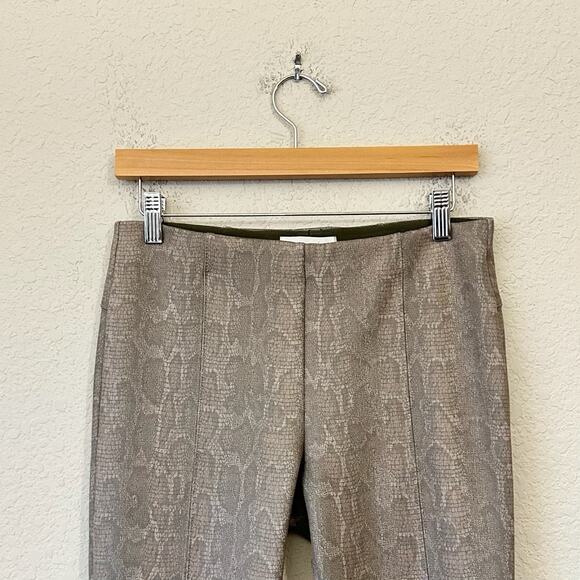 ANTHROPOLOGIE Pants Taupe Snakeskin Animal Pull On Ankle Zip Skinny - Picture 4 of 14